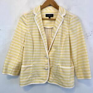 TALBOTS white yellow stripe blazer sz 14P